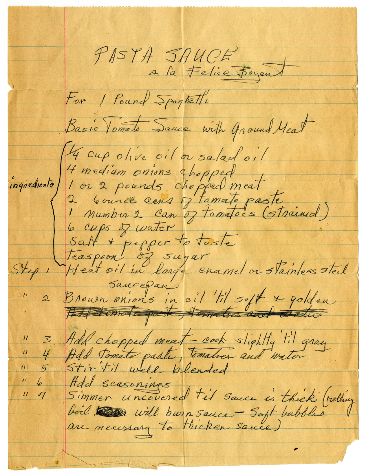 On the Meaning Behind Felice Bryant’s Spaghetti Sauce